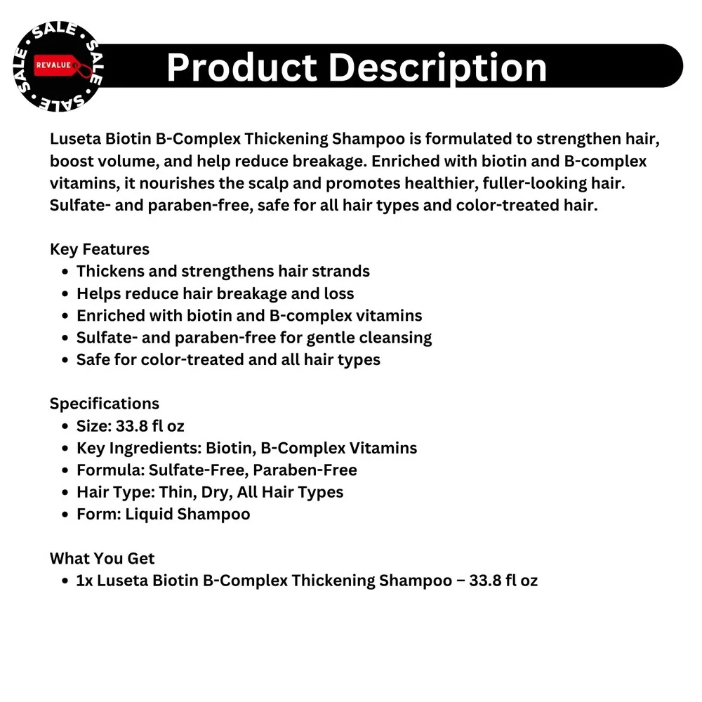 Luseta Biotin B-Complex Hair Loss Shampoo for Thin‎ & Dry Hair  2-Pack